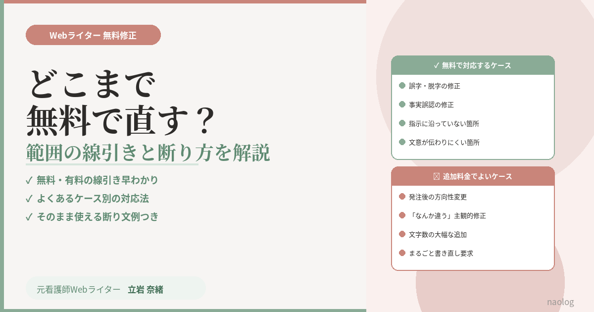 Webライター 無料修正